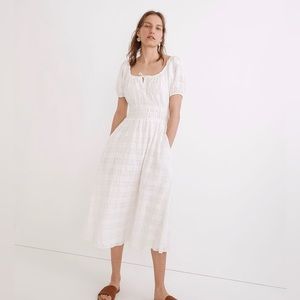 Madewell Sophia Midi Dress Seersucker Check